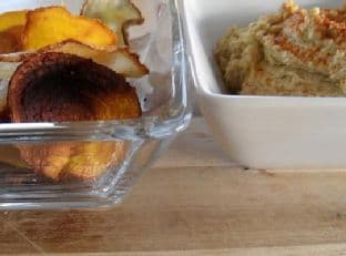 Fire-Roasted Jalapeño Hummus with Turnip and Beet Chips