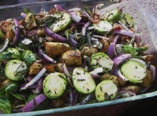 Roasted Fingerling Potatoes and Brussels Sprouts
